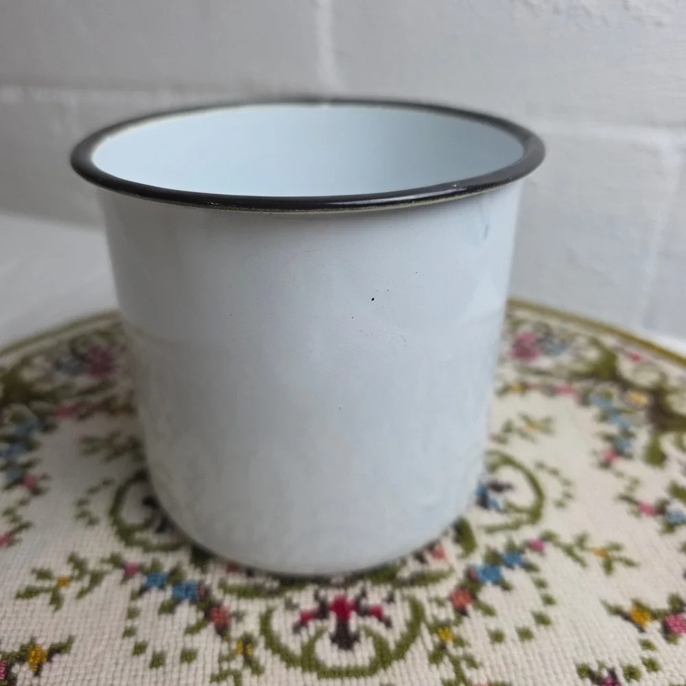 White Enamel Canister Set 3pc Farmhouse Coffee Tea Sugar Kitchen Storage Jars